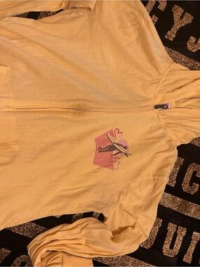 Mossimo Supply Co. Yellow Zip-Up Hoodie with Graphic